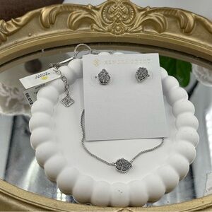 Kendra Scott Emilie Silver Jewelry Set – Necklace & Earrings ✨